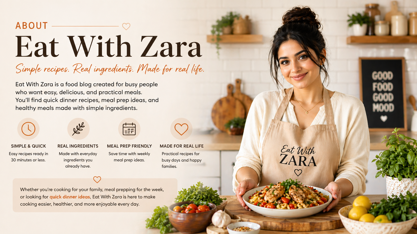 about Eat With Zara easy recipes and quick meals