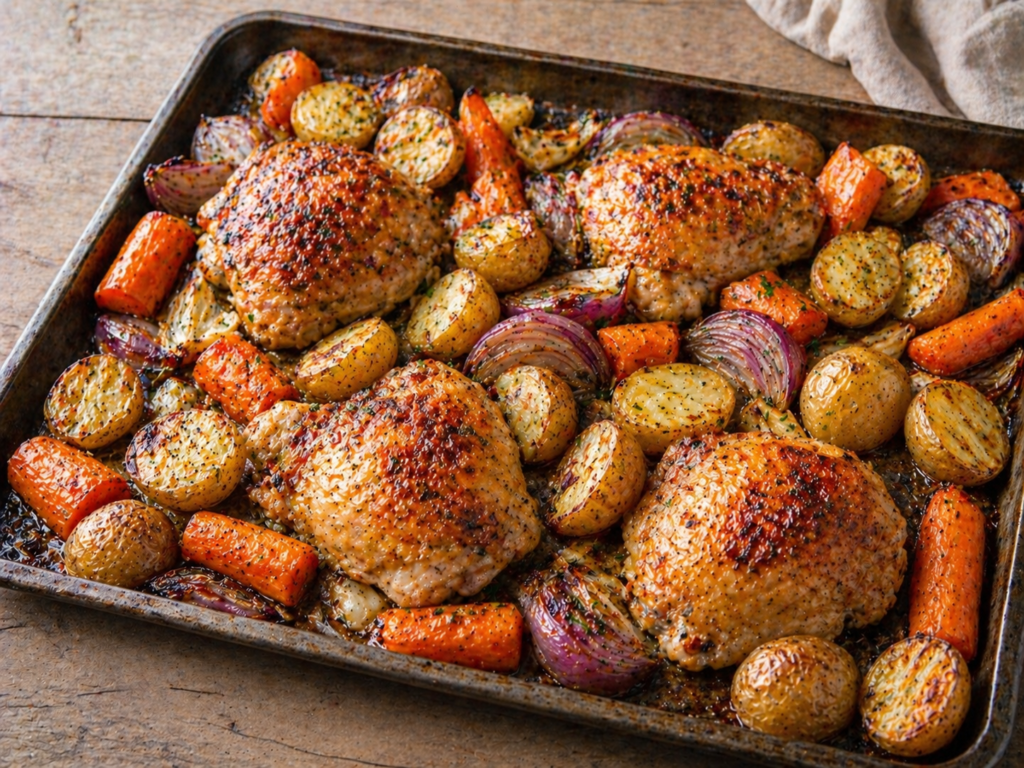quick dinner recipes, baked chicken vegetables easy dinner recipe